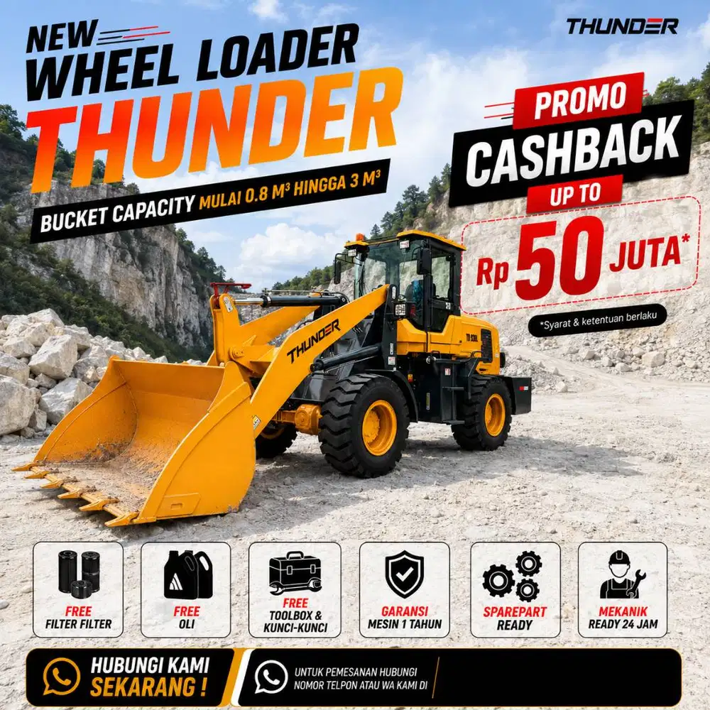 Thunder Wheel Loader China Tangguh dan Handal Garansi Part Ready Stock