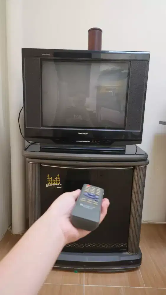 Tv tabung sharp picolo+meja+kulkas