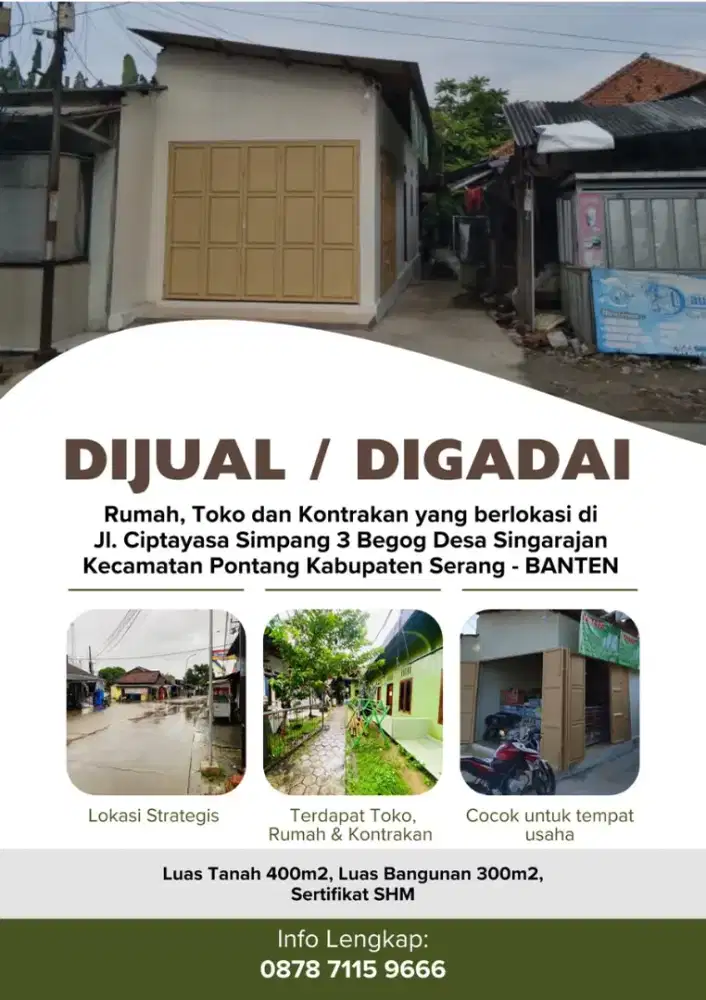 Ruko Strategis Pinggir Jalan Raya Pontang