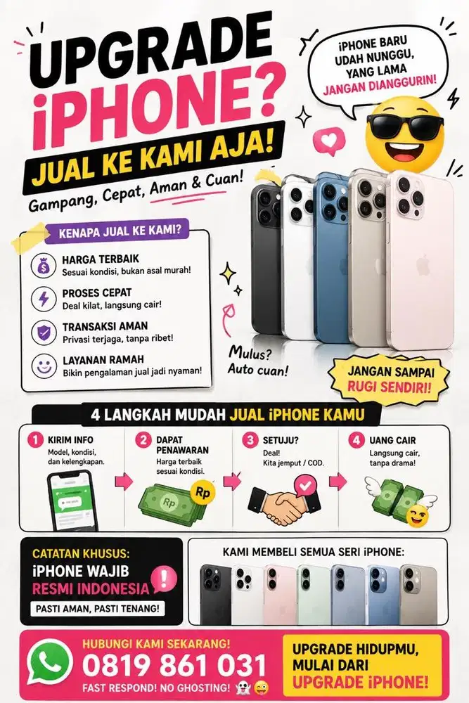 Ditampung dibeli semua iphone seri 11 12 13 resmi 14 15 16 17 pro max