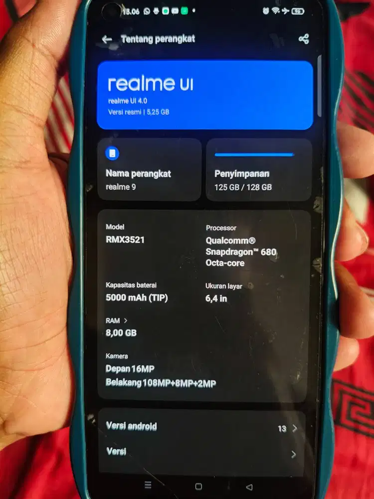 JUAL HP REALME 9 SECOND 8/128 FULLSET