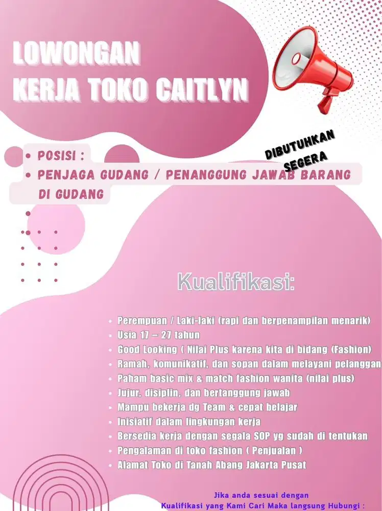 Dibutuhkan segera!! HARAP BACA IKLAN DENGAN TELITI