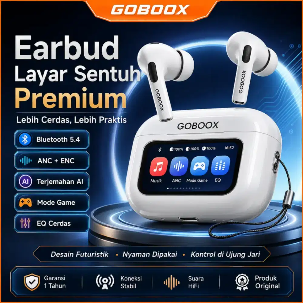 GOBOOX Headset Earphone TWS Bluetooth 5.4 Kondisi Segel