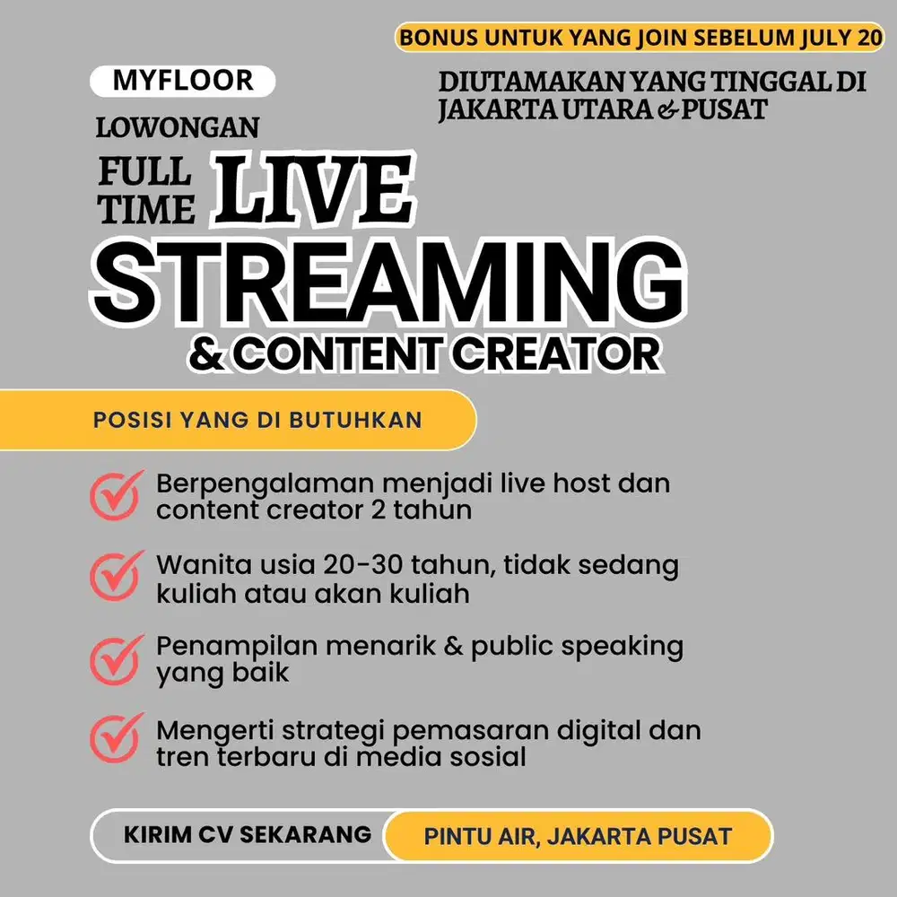 LOWONGAN LIVE STREAMING + CONTENT CREATOR