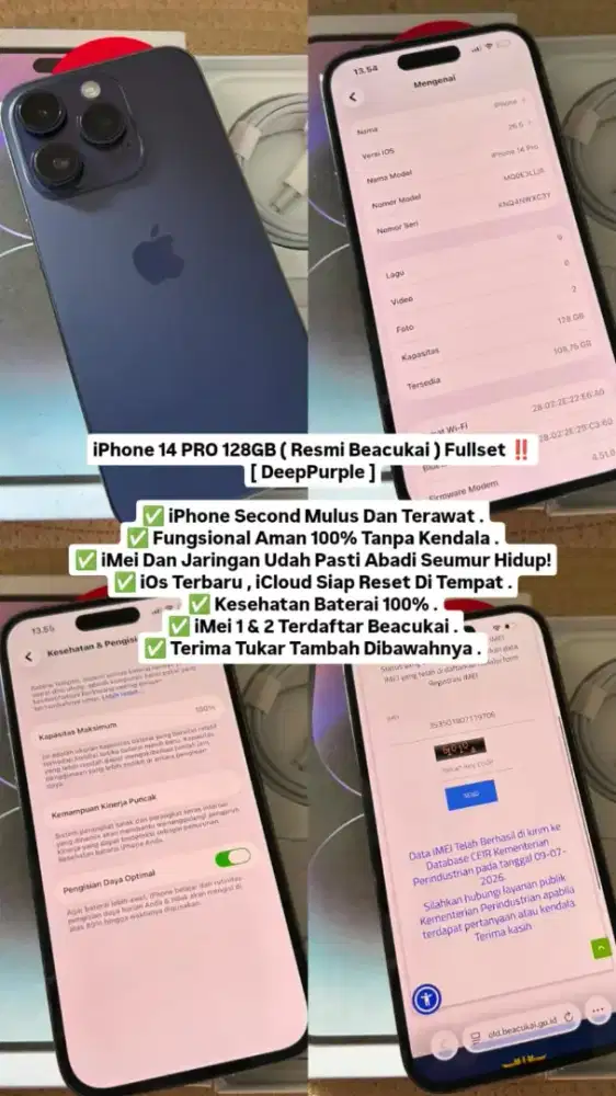 Iphone 14Pro 128GB Beacukai All Operator