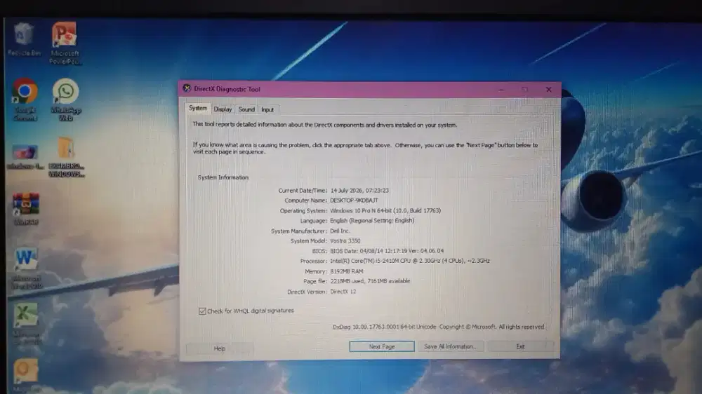Laptop dell vostro 3350 second