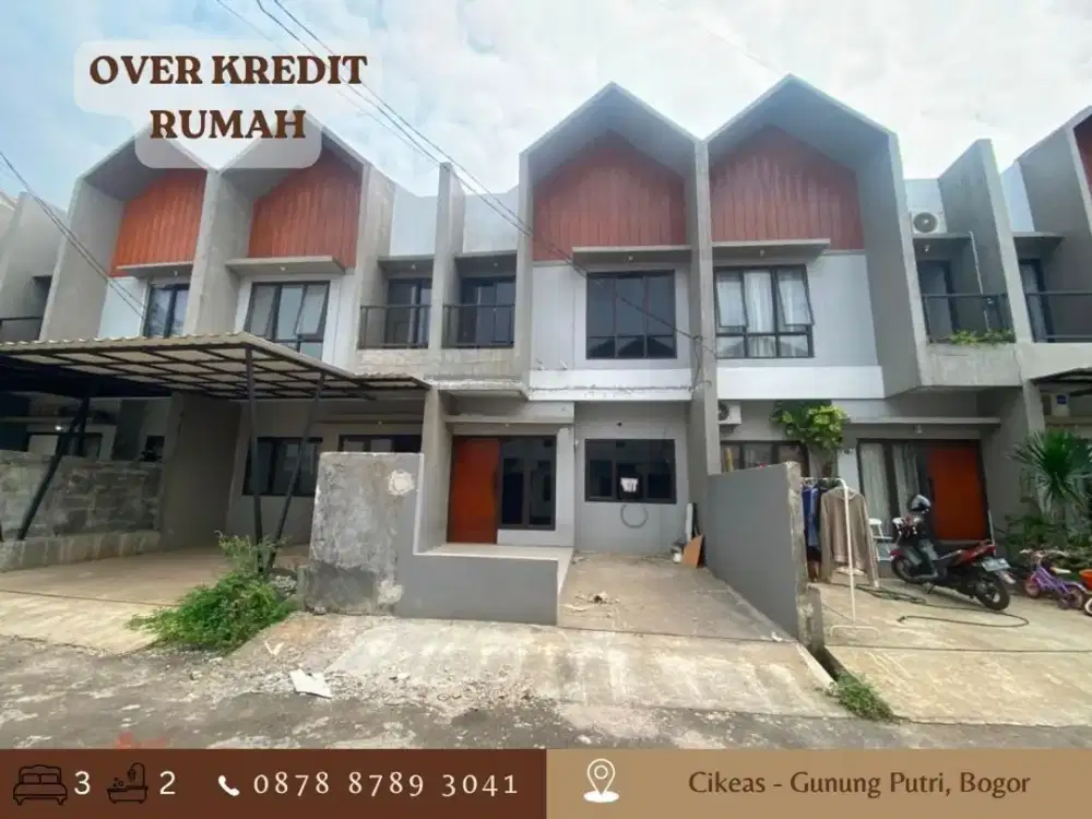 Jual Rumah 2LT Over Kredit dkt Tol 89JT di Cikeas Gunung Putri Bogor