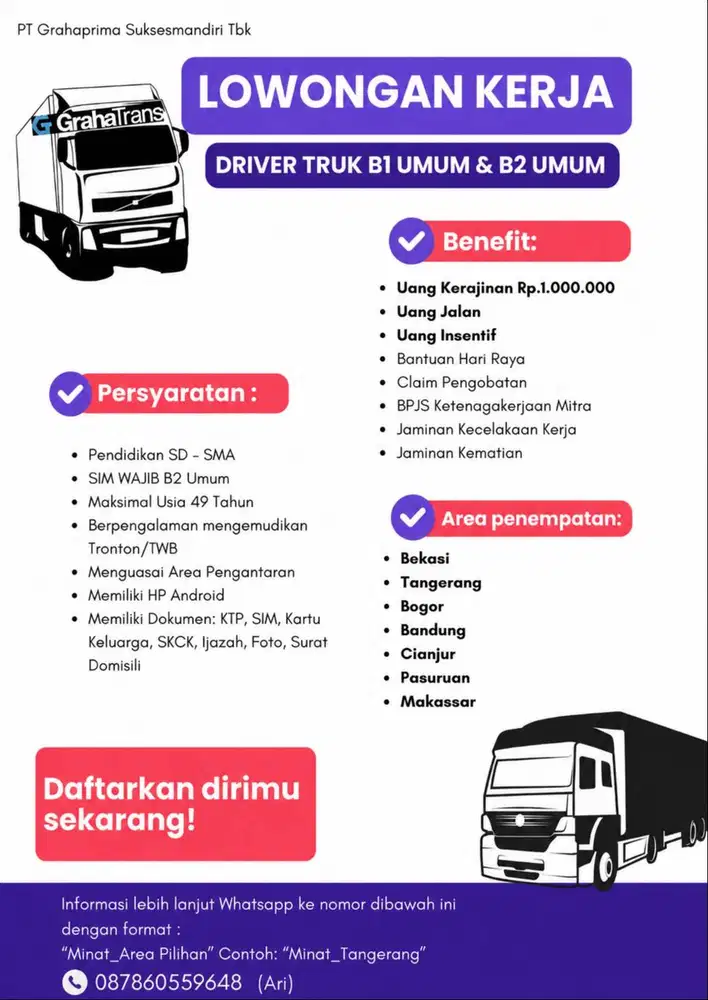 DRIVER TRUK B1 UMUM DAN B2 UMUM