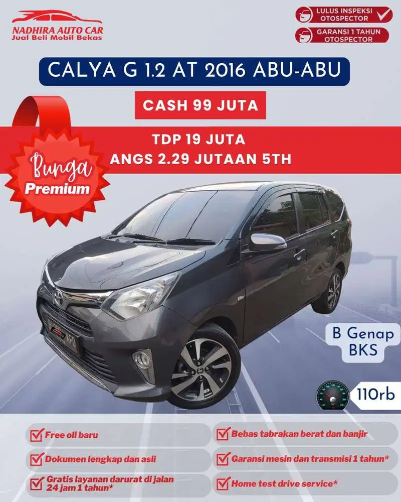 Angsuran 2 Jutaan Calya G 1.2 AT 2016 Abu-abu