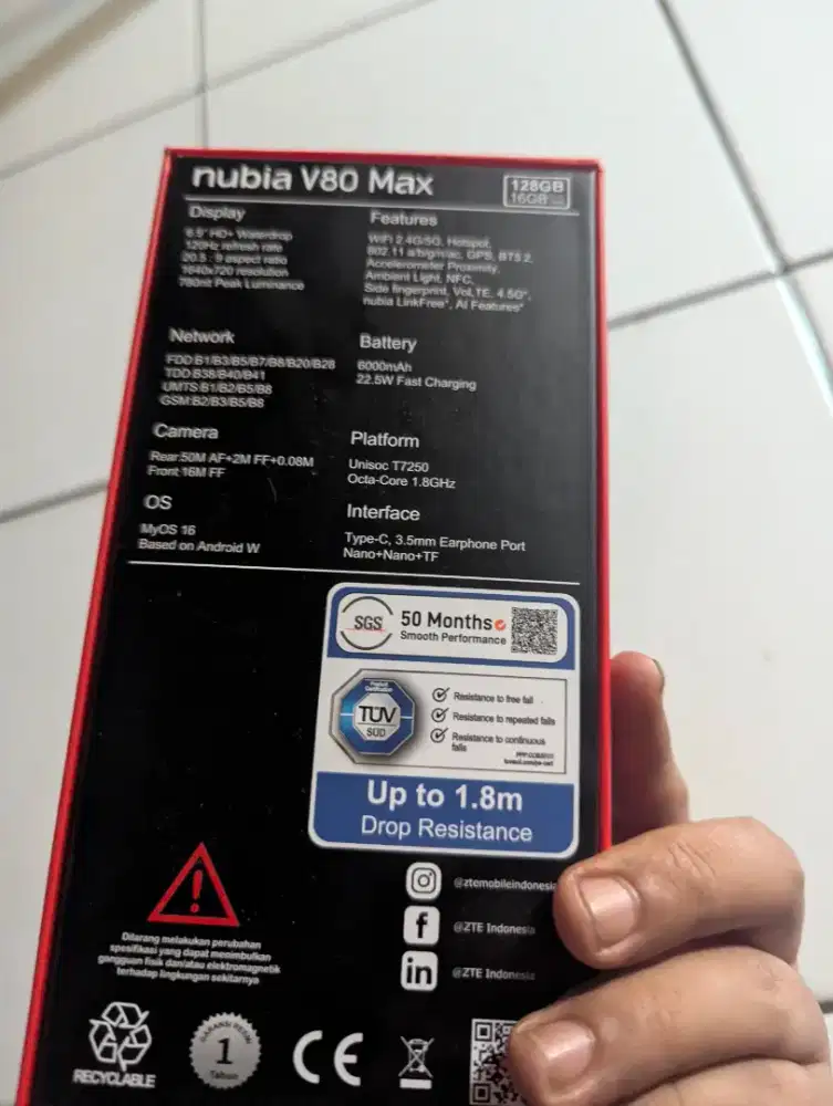 Jual cepat  hp ZTE Nubia v80max