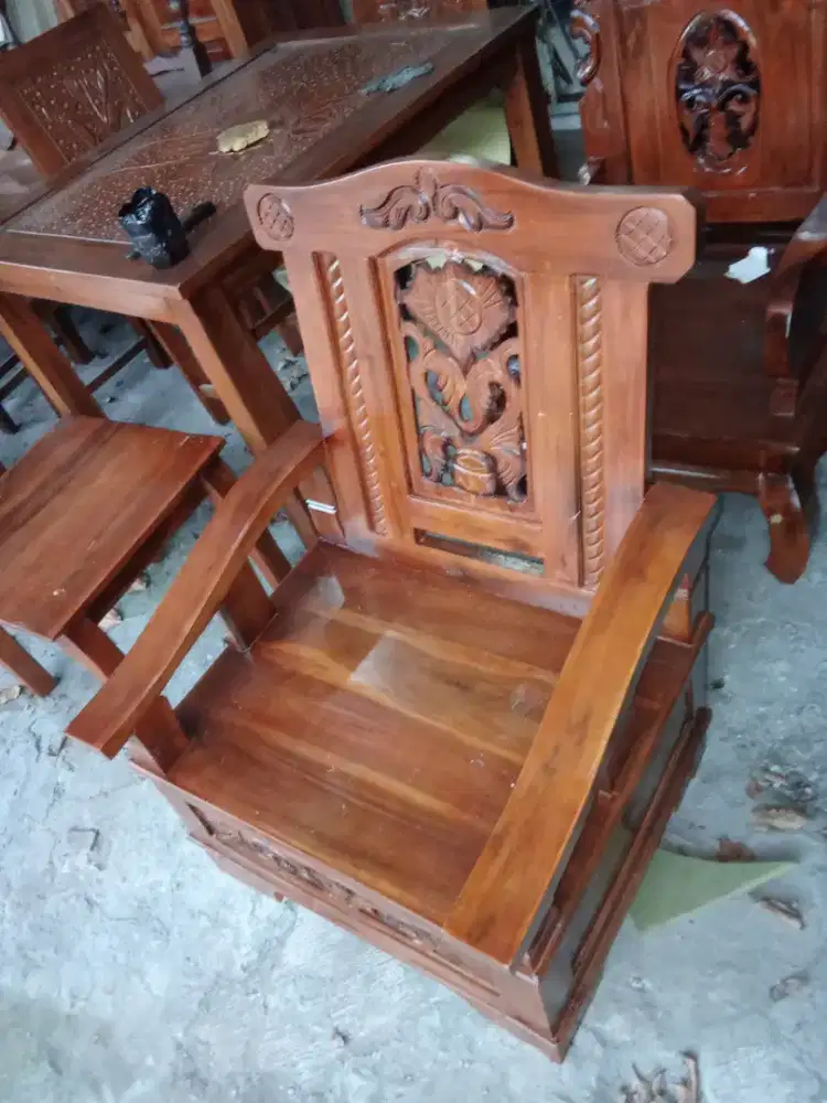 Kursi tamu kayu jati model ukir nirwana tebal kokoh kuat