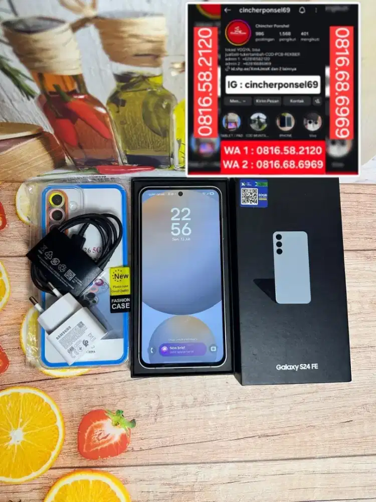 Jual hp SAMSUNG S24 fe 5g 8/256 siap pakai FREE adaptor n case
