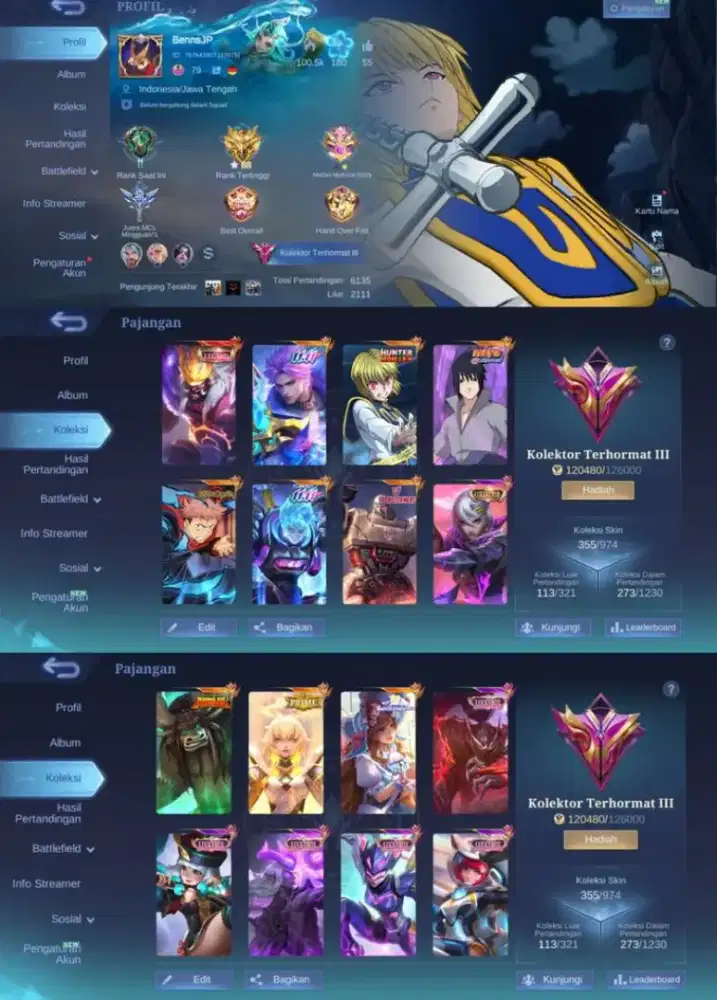 Jual akun ml murah meriah