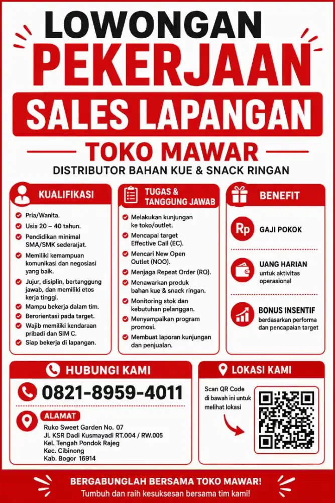 Dibutuhkan Sales Lapangan