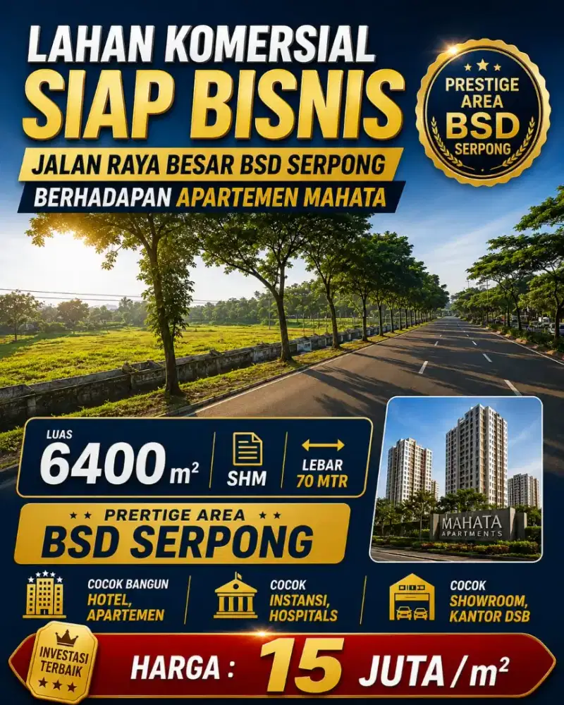 TANAH LAHAN KOMERSIAL DIJUAL DISEWAKAN JL RAYA RAWA BUNTU BSD SERPONG