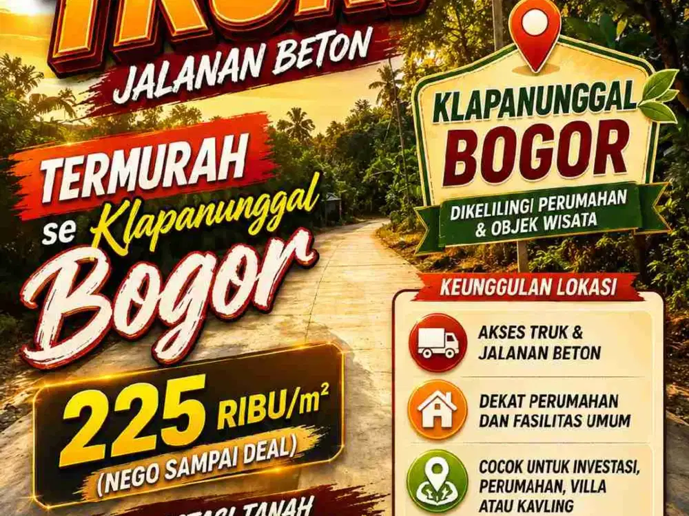 Tanah Termurah Dekat Cileungsi – Lokasi Strategis Klapanunggal Bogor! Akses Tol, Dekat Transmart & Kawasan Industri, Potensi Cuannya Gede Banget!