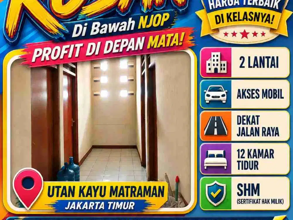 Dijual Rumah Kost Strategis di Utan Kayu Utara Jakarta Timur – Dekat Kampus UIJ, UNJ, UI, RSCM, Carolus & Rawamangun