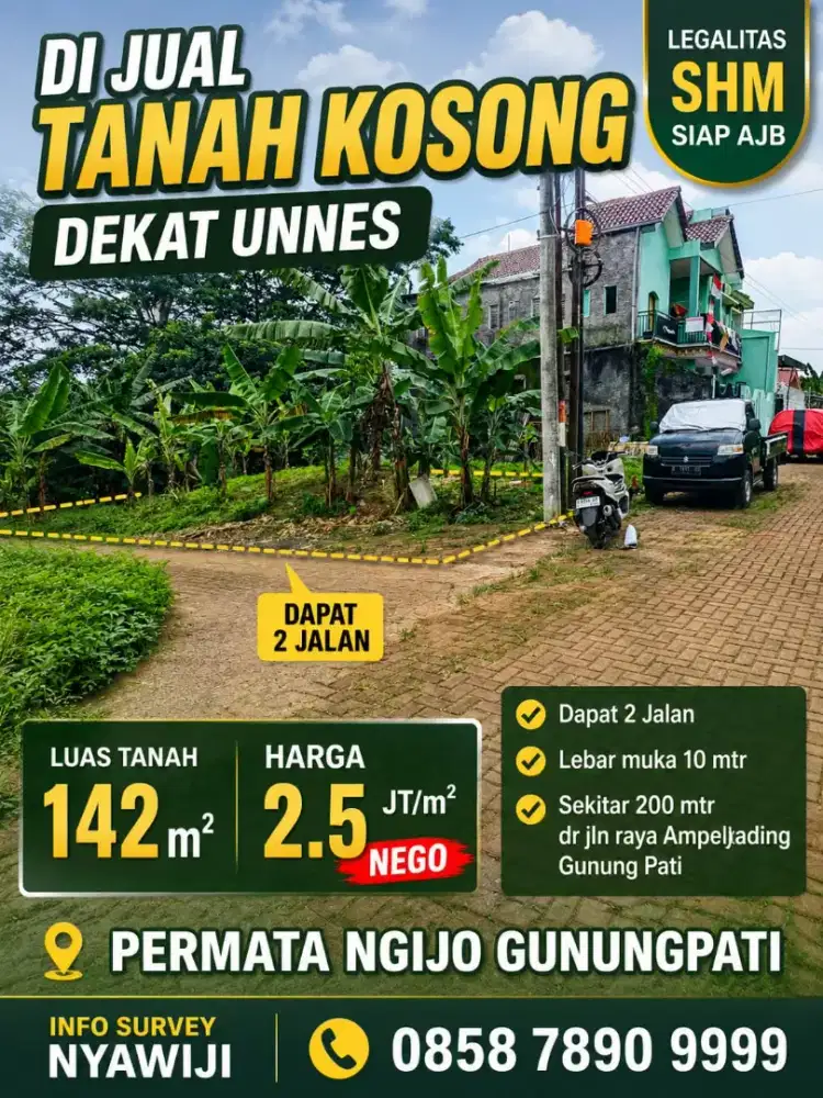 TANAH DEKAT UNNES SIAP BANGUN SHM READY
