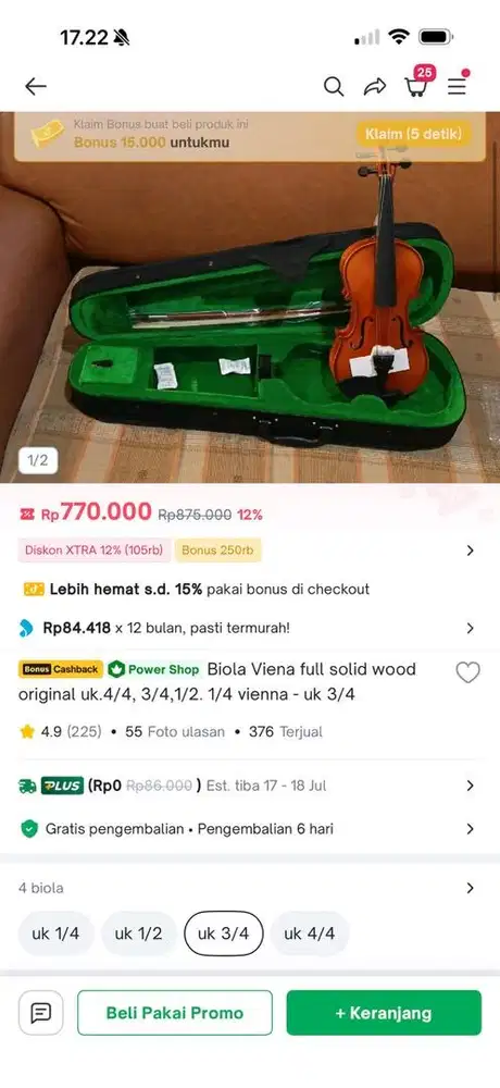 DIJUAL BIOLA 3/4 sekali pakak