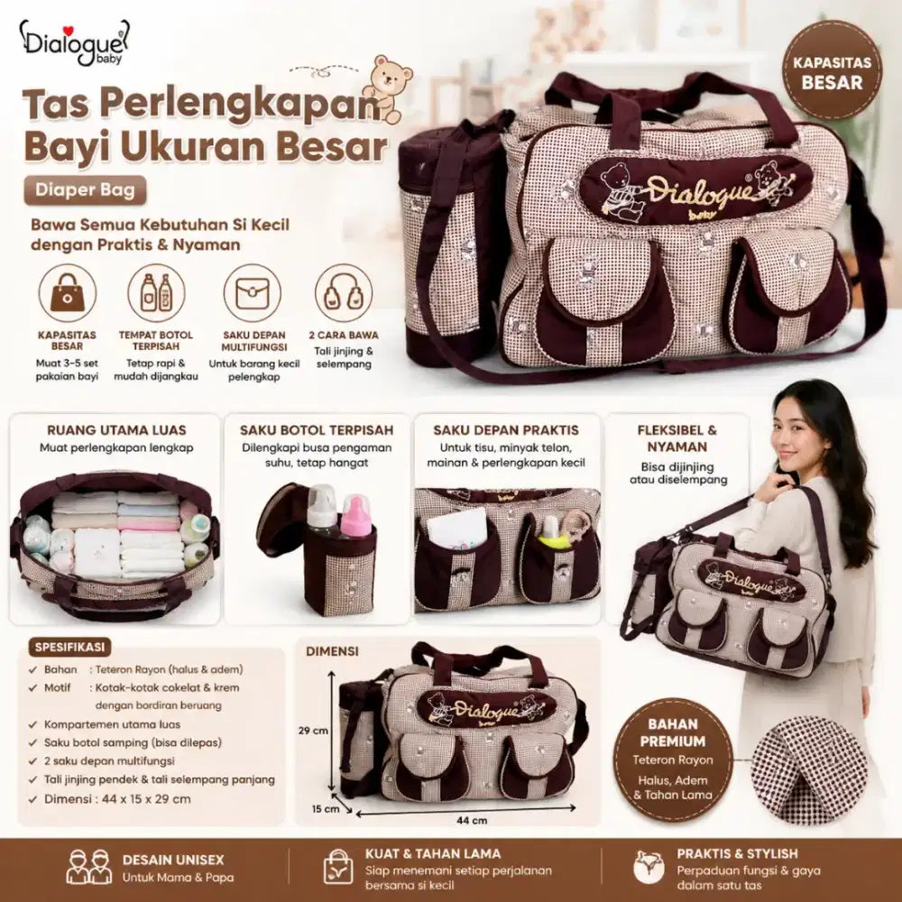 TAS PERLENGKAPAN BAYI UKURAN BESAR MERK DIALOGUE BABY