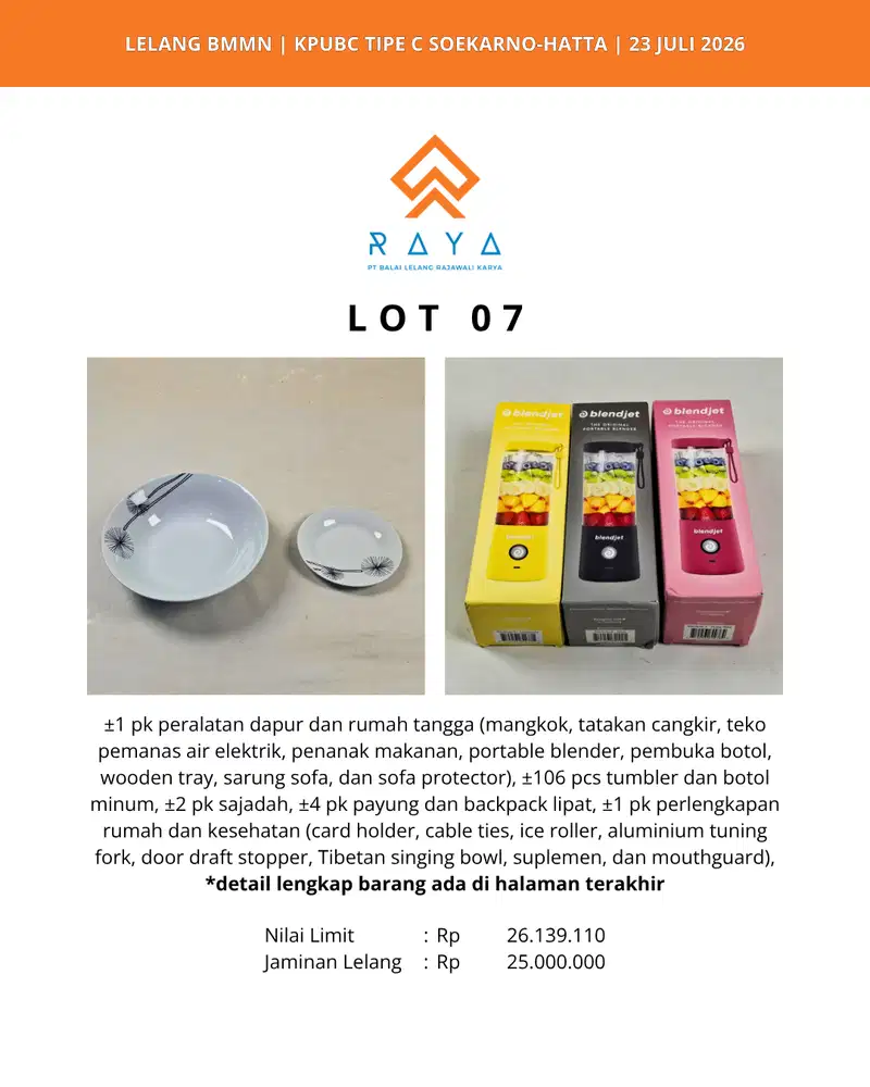 PERALATAN DAPUR DAN ELEKTRONIK (MANGKOK, BLENDER, TEKO, BOTOL MINUM)