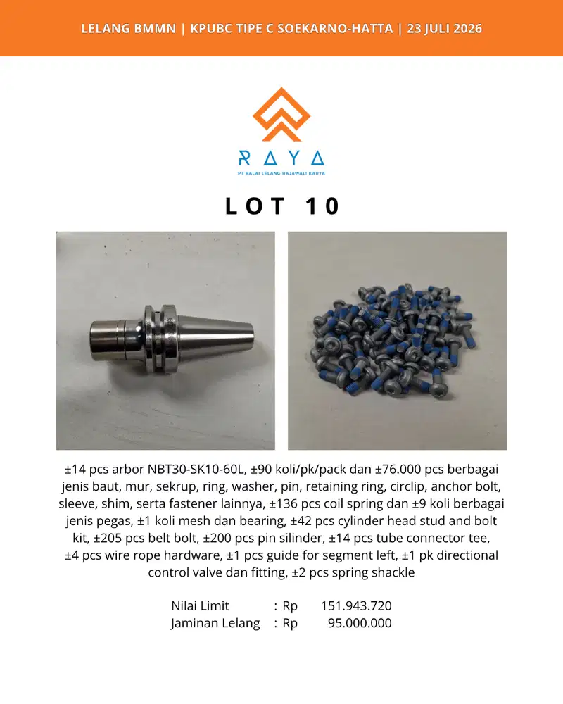 SPAREPARTS BERUPA ARBOR, SCREW, SPRING, NUT, WASHER, MUR DLL