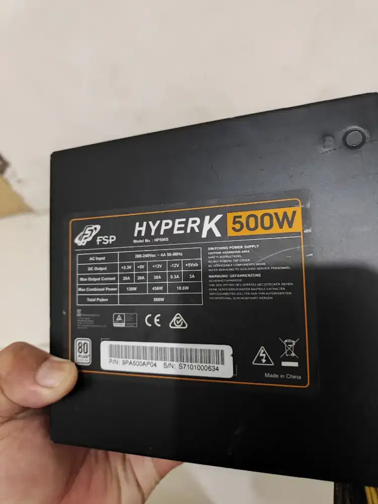 VGA aisurix RX 580 8gb dan PSU HYPER K 500w 80+