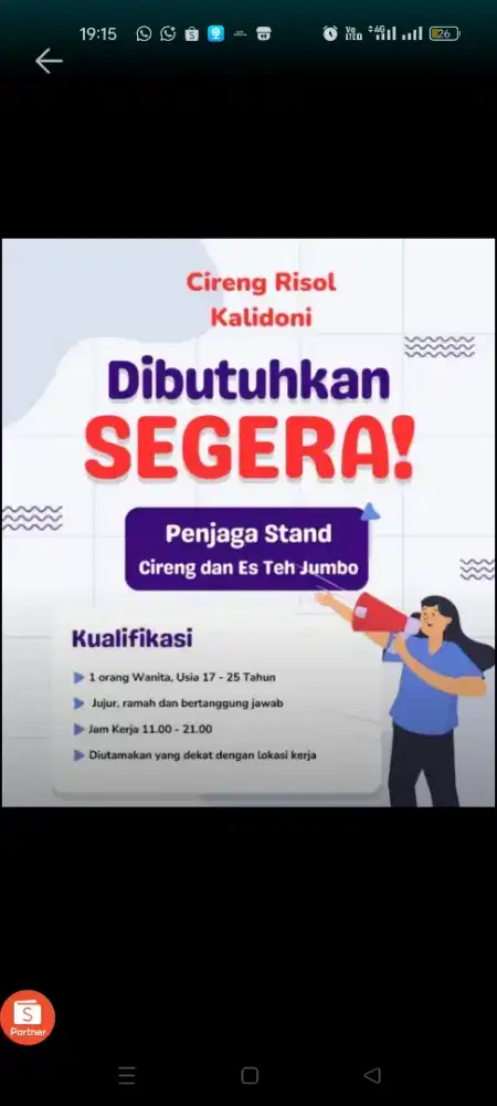 Loker jaga stand es teh & cireng