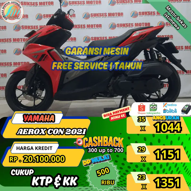 YAMAHA AEROX CON 2021 DP&ANGSURAN TERMURAHSYRTKTP&KK(SUKSESMOTOR)
