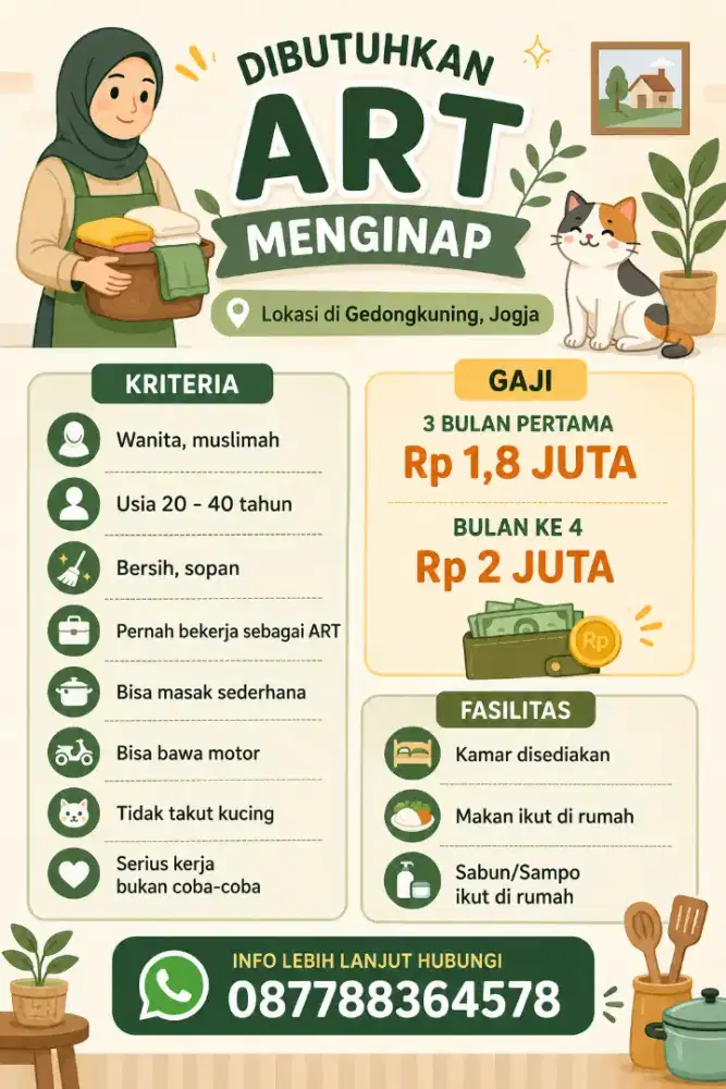 Dibutuhkan ART menginap