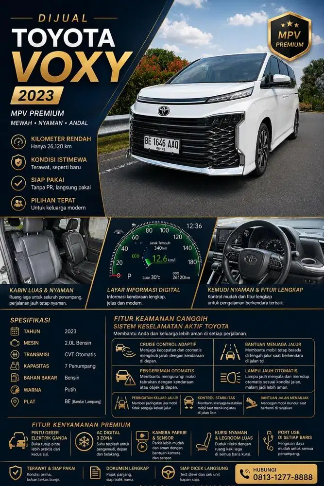 Toyota Voxy 2.0 CVT 2023 Putih Km 26 Ribu Istimewa Lampung
