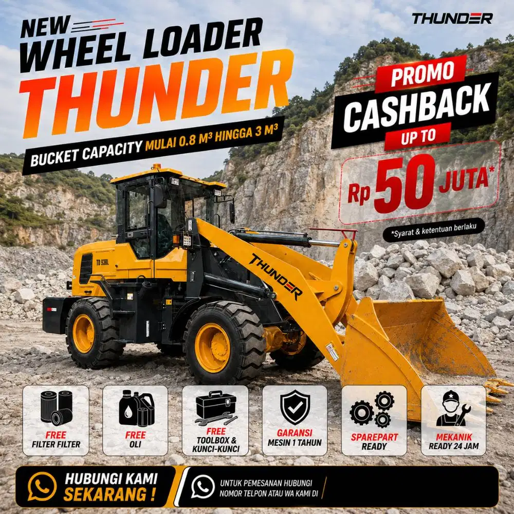Thunder Wheel Loader China Tangguh dan Handal Garansi Part Ready Stock