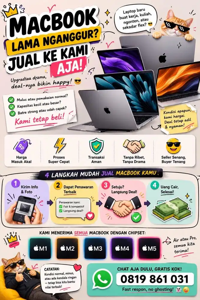 Dibeli ditampung MacBook Pro Air M1 M2 M3 M4 M5 semua ukuran inch
