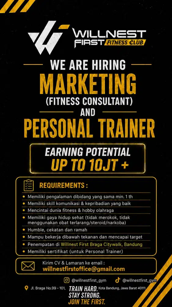 Lowongan Kerja Marketing dan PT GYM