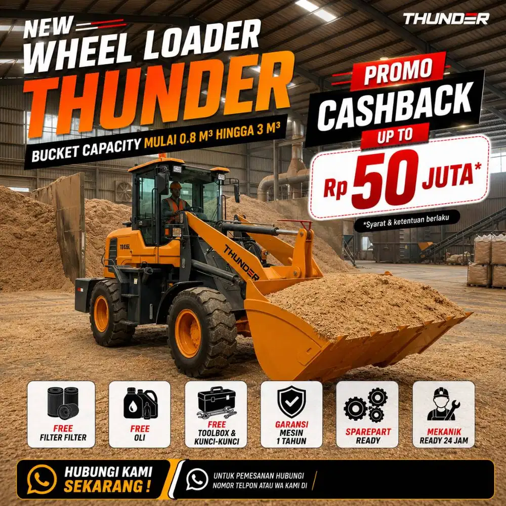 Thunder Wheel Loader China Tangguh dan Handal Garansi Part Ready Stock