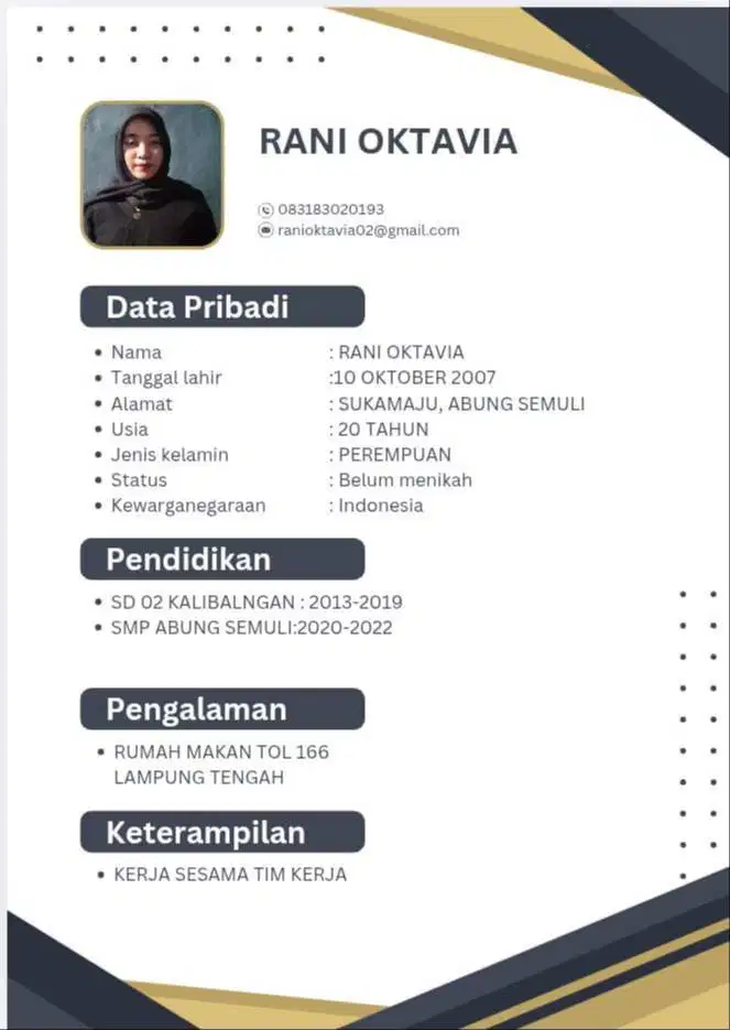 Nyari kerjaan pengalaman sesuai cv