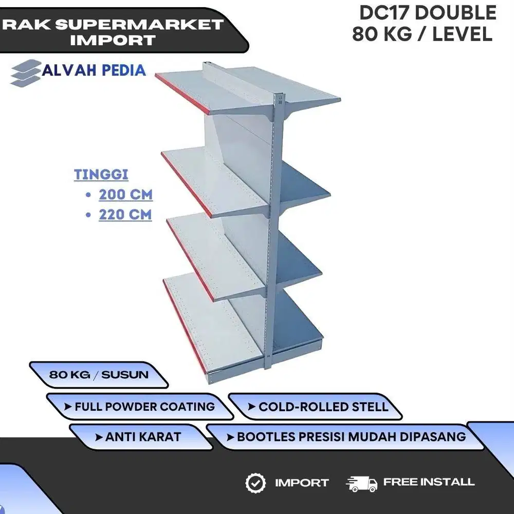 RAK SUPERMARKET BACKPANNEL DC17 DOUBLE IMPORT KAP 80KG / SUSUN