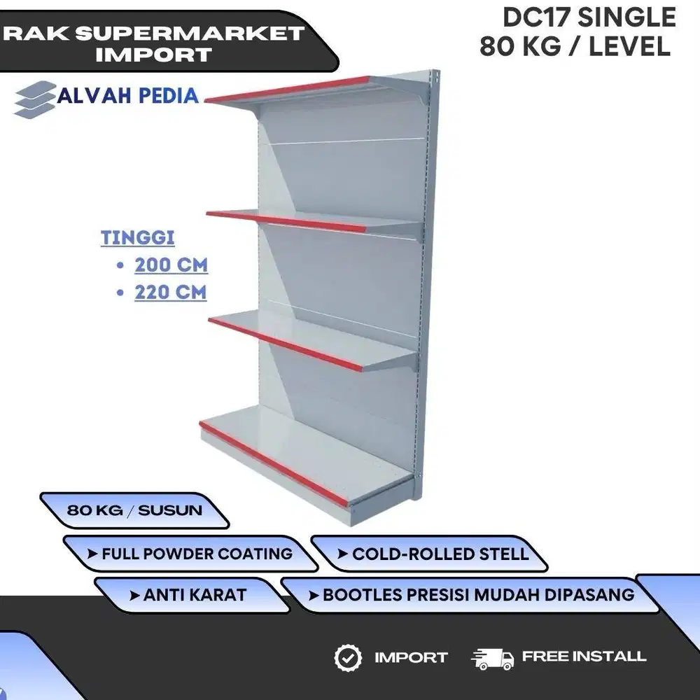 RAK SUPERMARKET BACKPANNEL DC17 IMPORT KAP 80KG / SUSUN