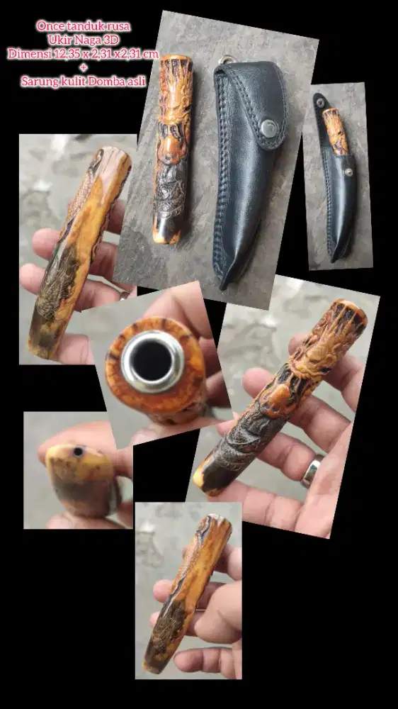 Pajangan pipa ukiran naga 3D bukan Bacan,pirus persia,blue safir,ruby