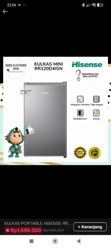 HISENSE Kulkas 1 Pintu [90L] RR120D4IGN - Silver