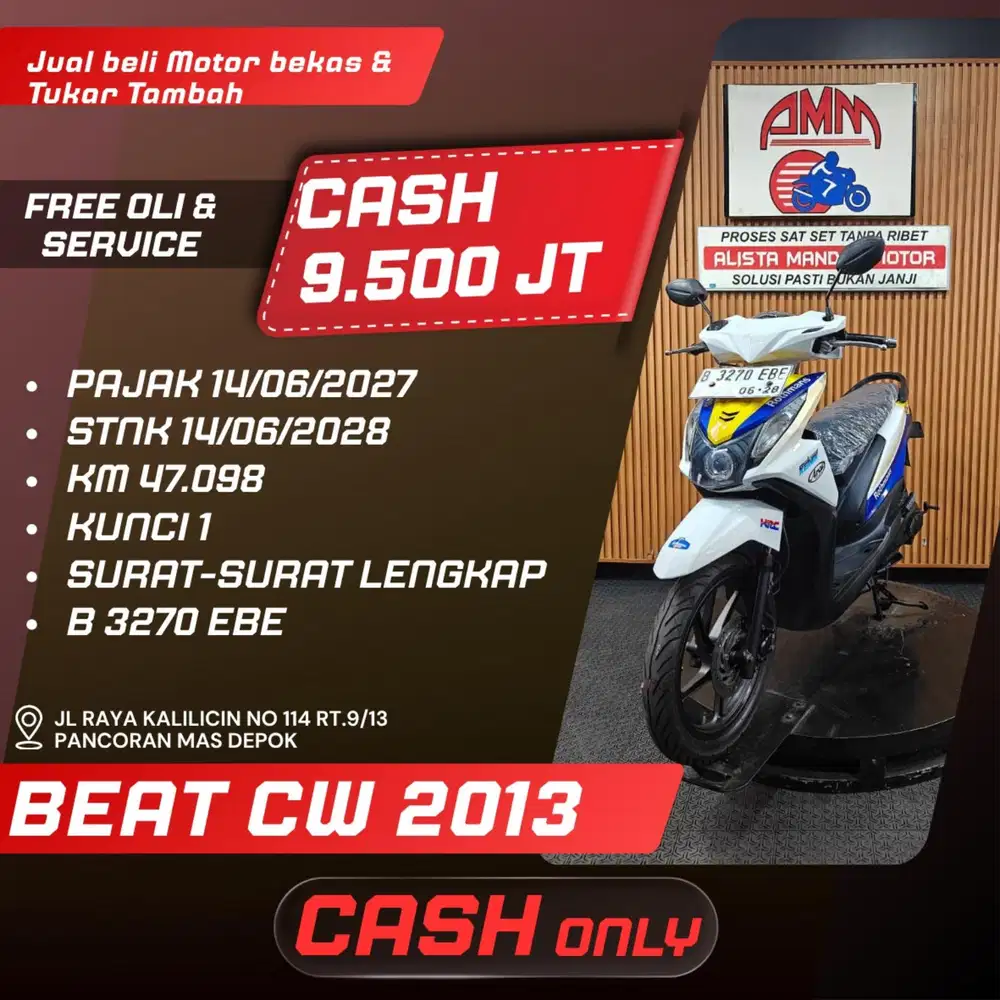 BEAT CW 2013 PAJAK HIDUP CASH ONLY ALISTA