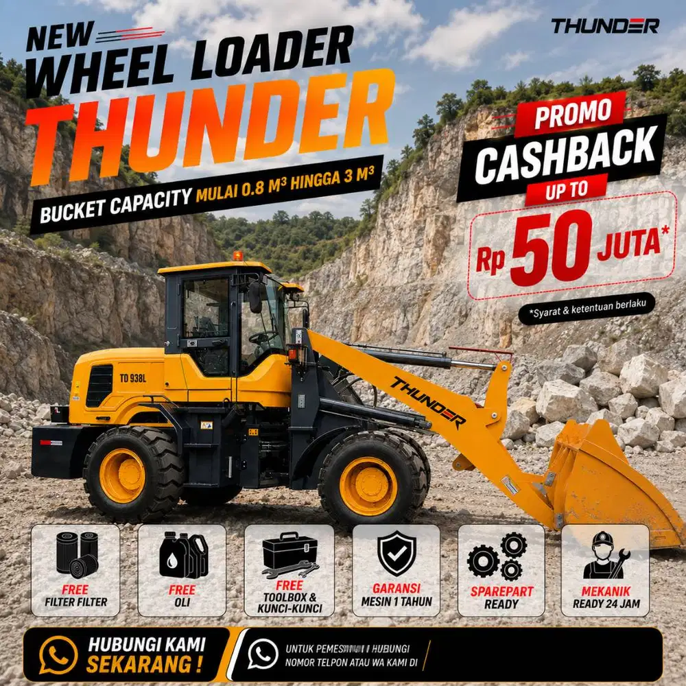 Thunder Wheel Loader China Tangguh dan Handal Garansi Part Ready Stock