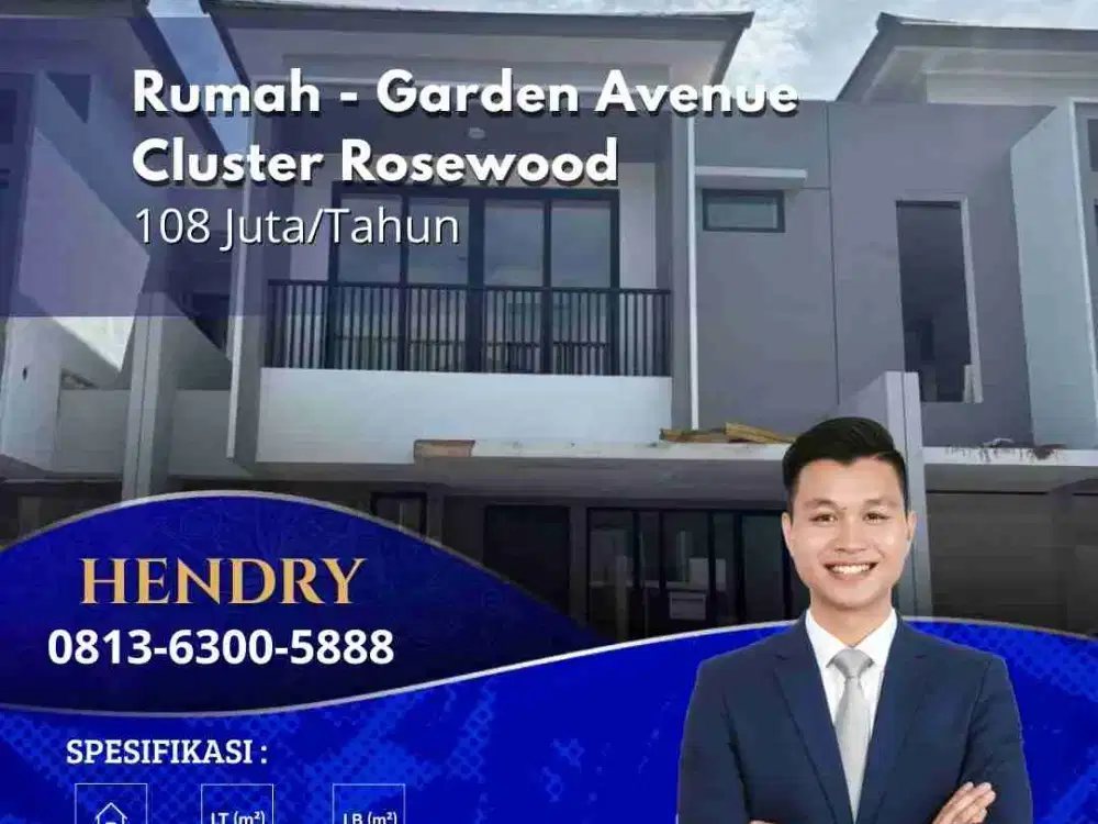 Disewa Cepat Rumah Baru Garden Avenue Cluster Rosewood