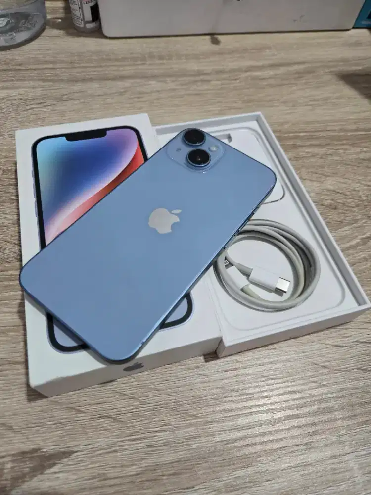 iPhone 14 128Gb Blue ex resmi iBox Second Fullset lengkap full ori