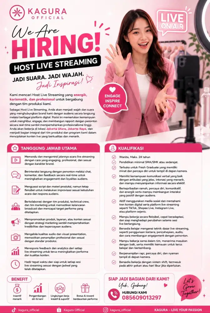 Loker Host Live Streaming (Dibutuhkan Segera)