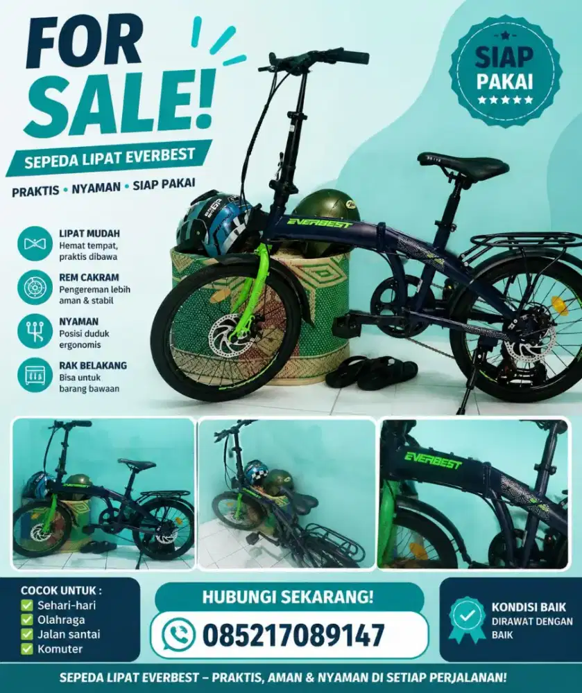 Sepeda lipat everbest navy green 20 inch