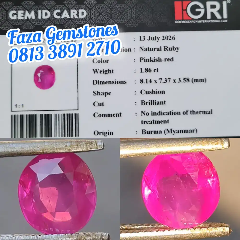 Rare, No Heated Ruby Burma, Body Glass, Christal, Meja Proporsional