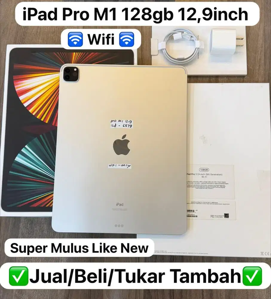 Ipad Pro M1 12,9 Inch 128 Gb Silver Fullset Original
