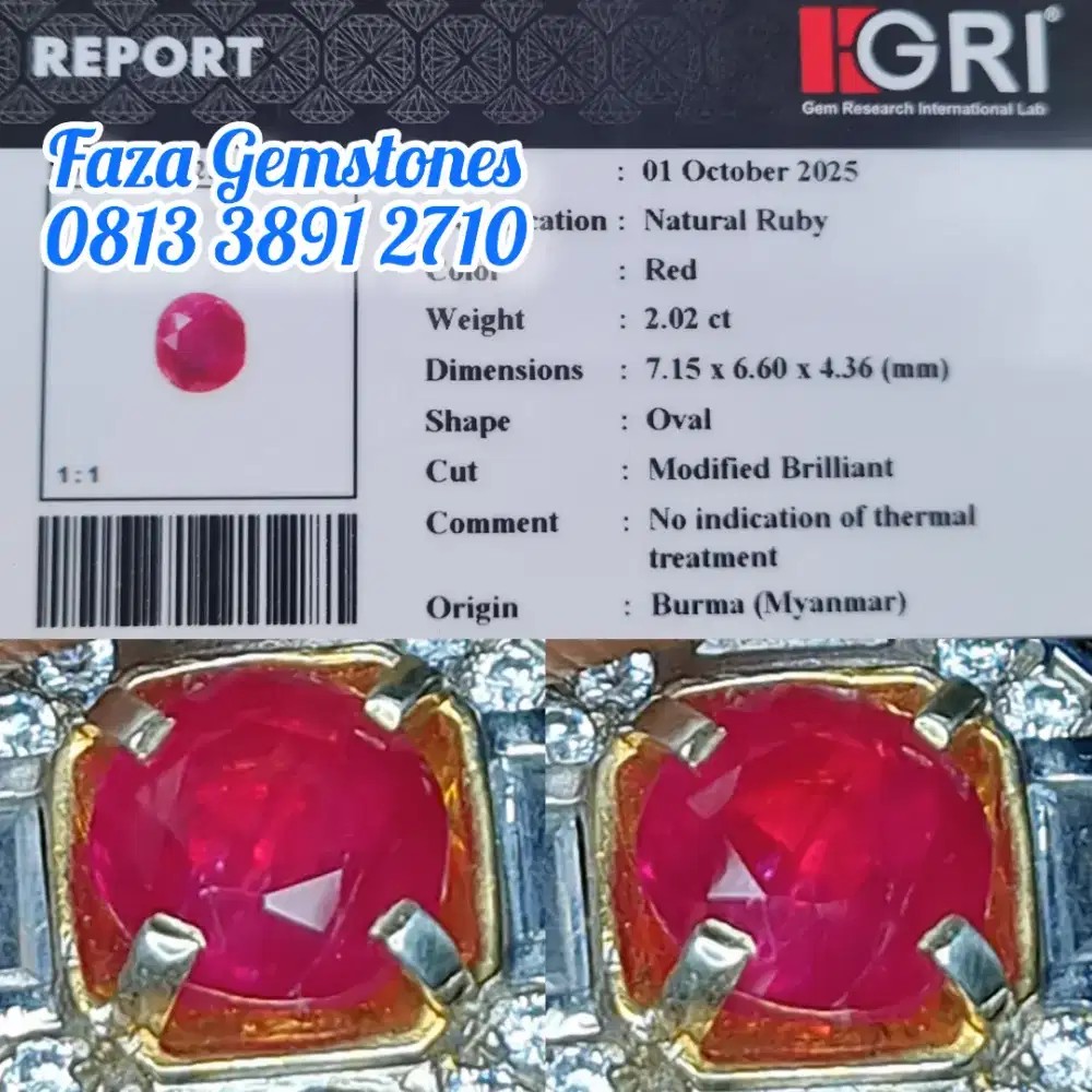 Rare, Red Ruby Burma No Heated, aslinya lebih merah & Christal jaminan