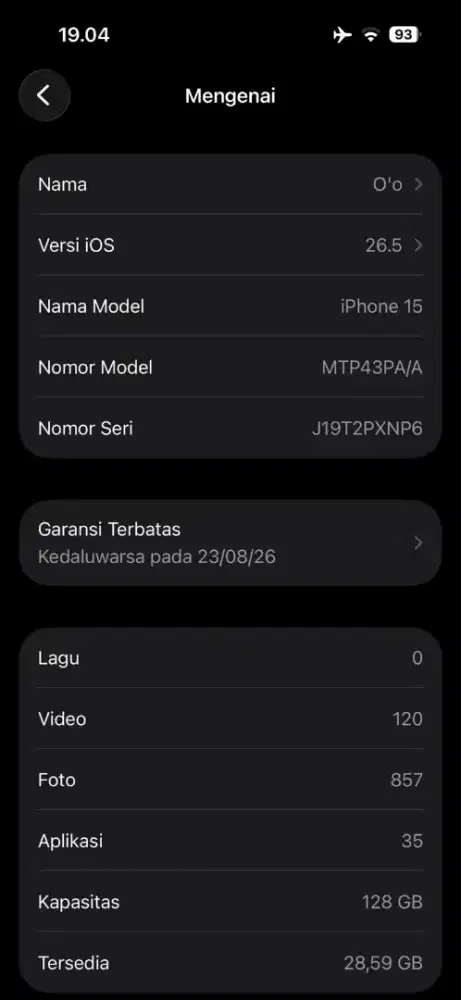 iphone 15 128gb ibox garansi on